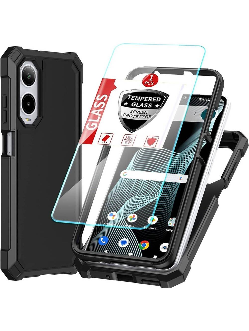 Cricket Icon 6 / AT&T Verge 3-in-1 Phone Case, Black, Tri Shield Defense